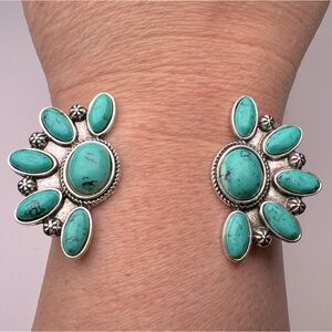 Turquoise Simulant Open Front Cuff Bracelet